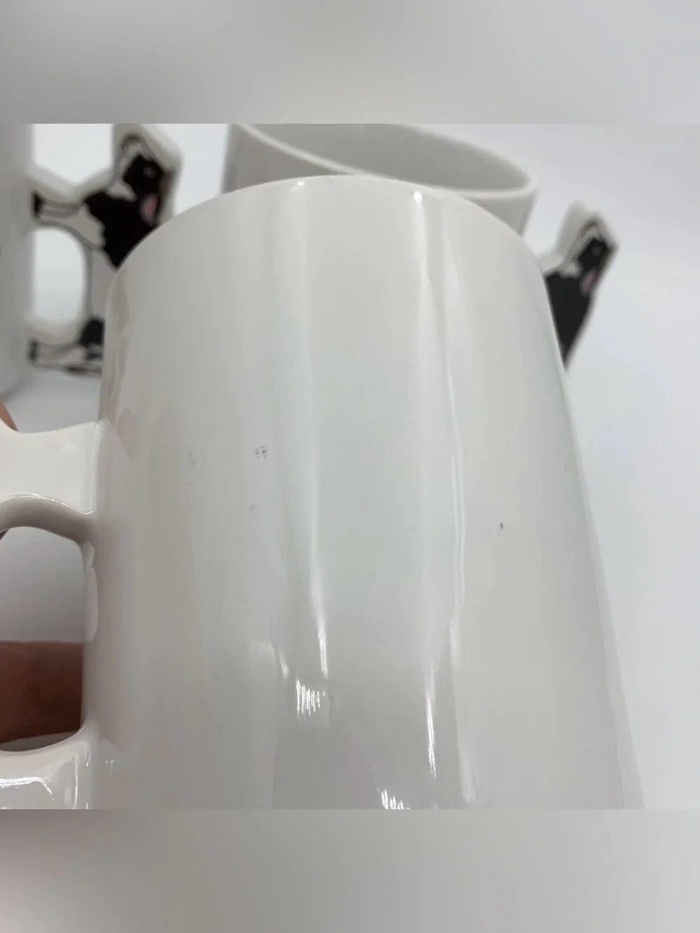 Vintage Enesco Cow Coffee Mug Cow-Shaped Handle FOUR {4} PIECE SET USED.